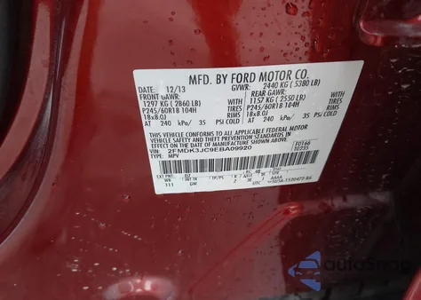 2014 Ford Edge Sel z USA, uszkodzony, nr VIN 2FMDK3JC9EBA09920